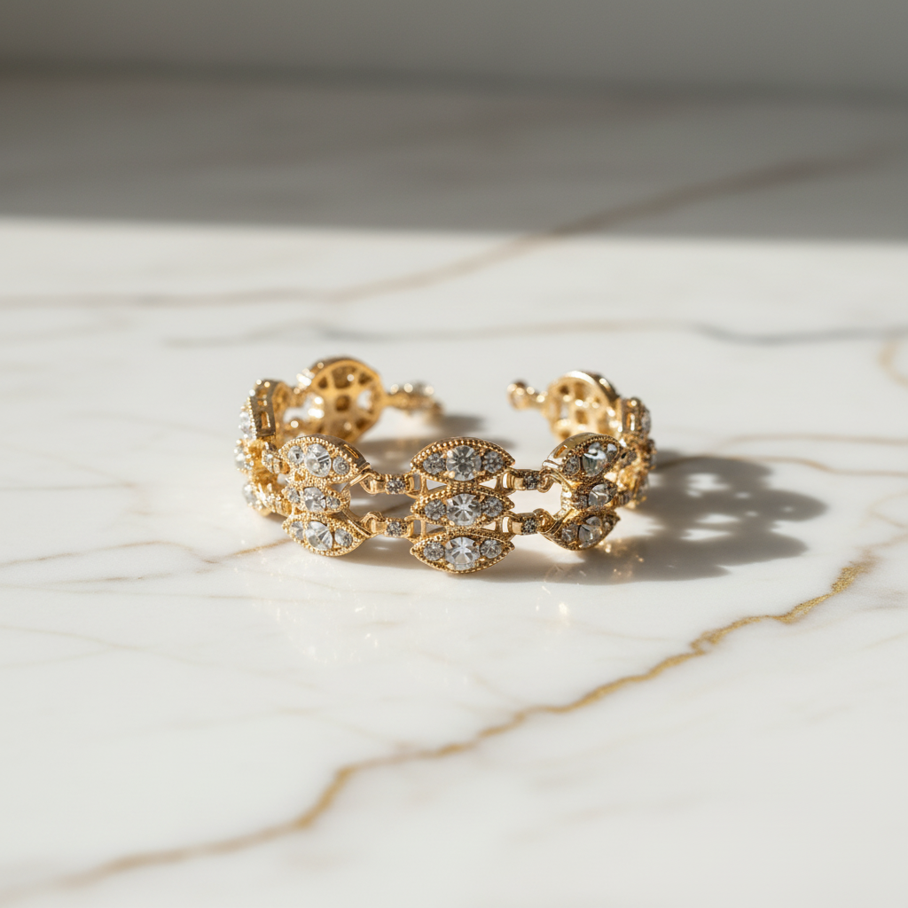 Bling Rhinestone Bracelet on marble surface