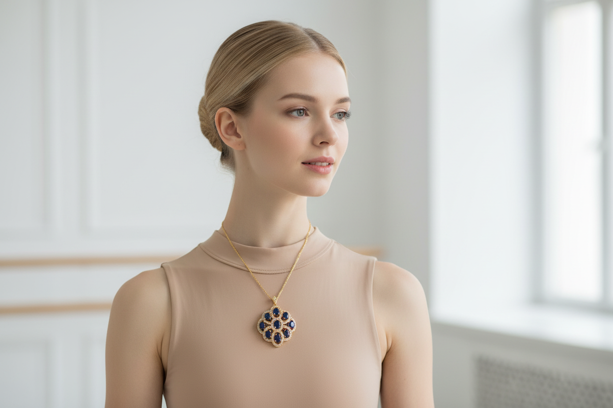 Bailarina loira com colar 18K gold-plated