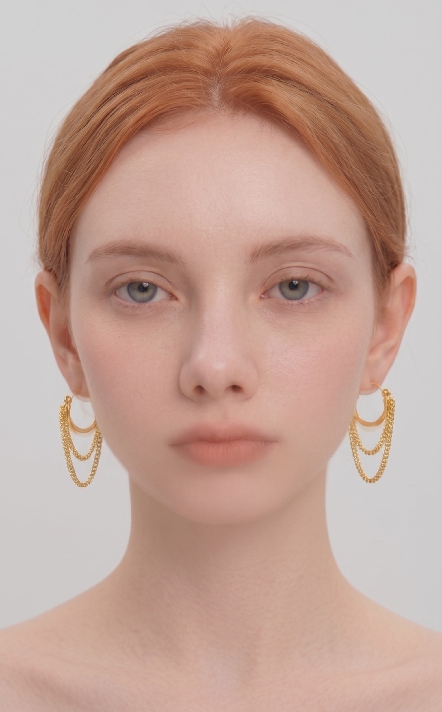 18K Gold-Plated French Chain Hoop Earrings — Geometric Everyday Elegance
