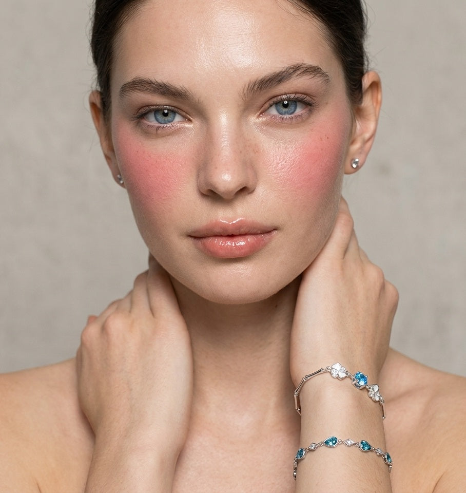 Austrian Blue Crystal Bracelet — 925 Sterling Silver