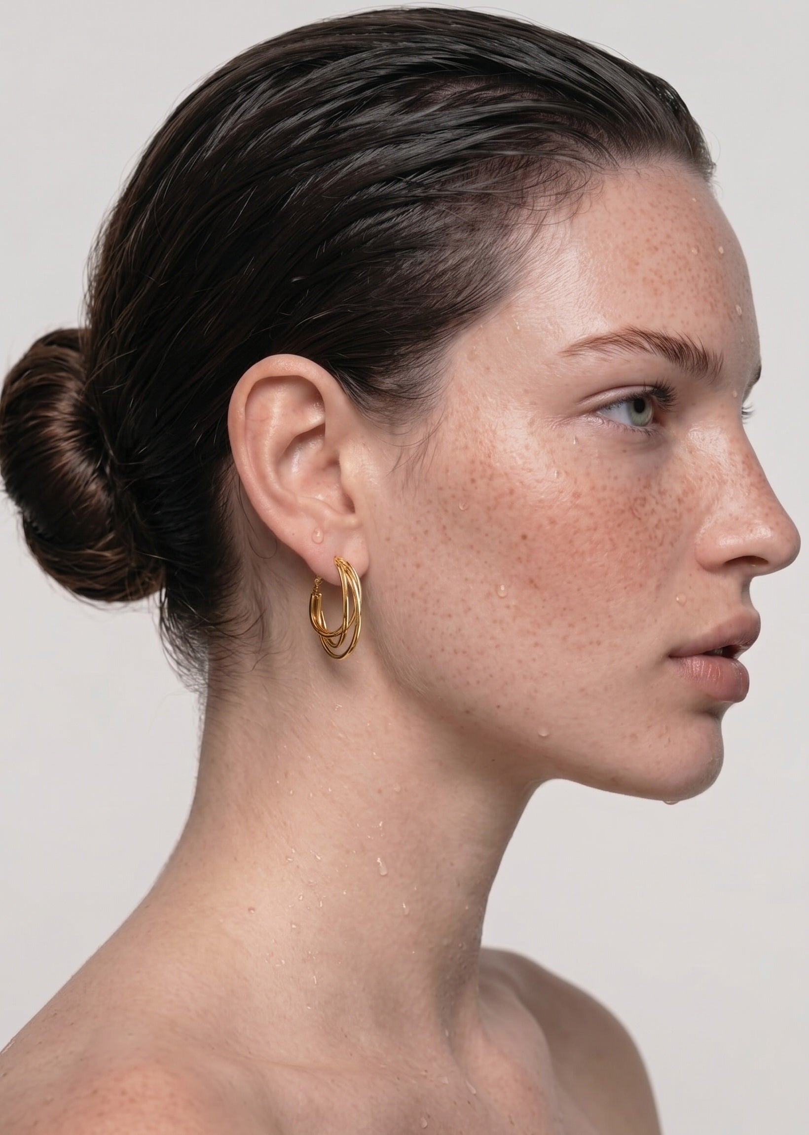 Multi-Line Hoop Earrings – Gold-Plated Brass