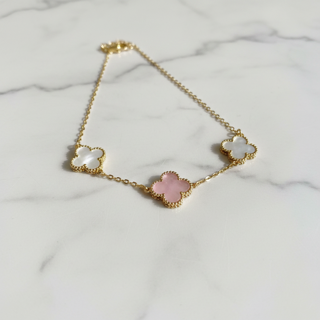 Pink Zircon Flower Bracelet — Copper Light Luxury Jewelry